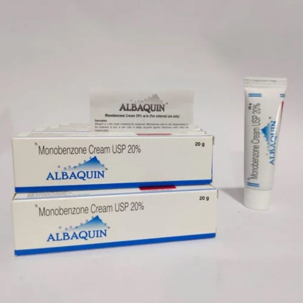 Monobenzone Cream ALBAQUIN Skin Depigmentation 20% USP Topical Cream Skin Lightening Vitiligo Treatment Dermatology Pharmaceutical Product External Use Only