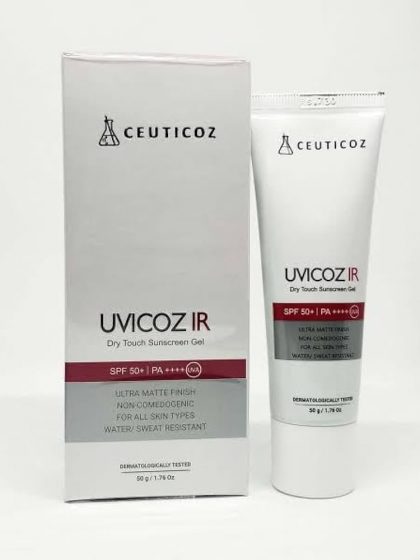 UVICOZ IR, Dry Touch Sunscreen Gel, SPF 50+ | PA++++ | UVA, Ultra Matte Finish, Non-Comedogenic